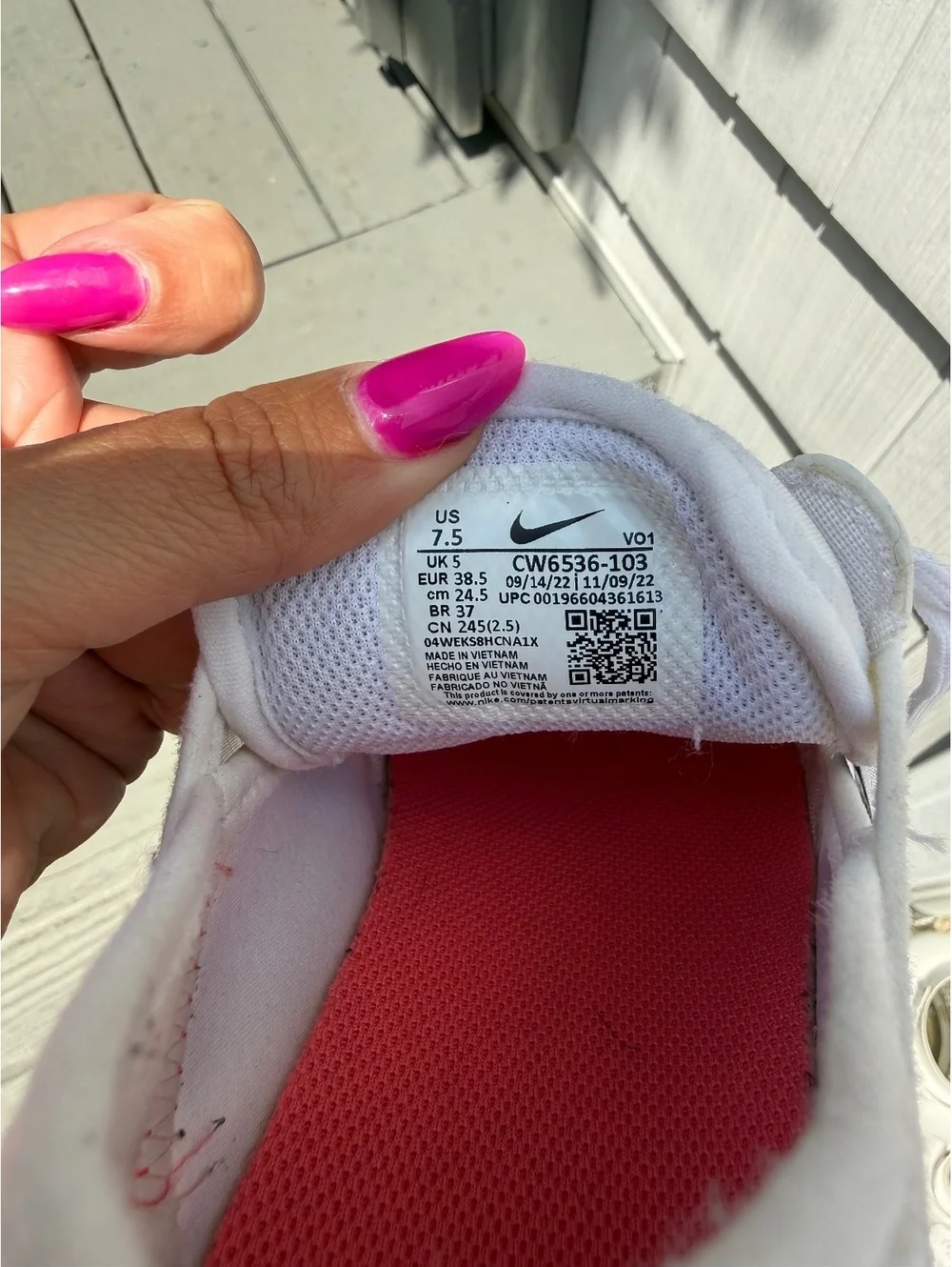 Nike Court Vision Alta Platform Sneakers White Pink Women’s 7.5 CW6536-103